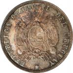 URUGUAY. 50 Centesimos, 1877-A. Paris Mint. NGC MS-67.