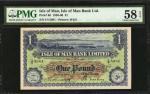 1956-60年马恩岛银行有限公司1镑。ISLE OF MAN. Isle of Man Bank Ltd. 1 Pound, 1956-60. P-6d. PMG Choice About Unci