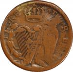 Undated (ca. 1652-1674) St. Patrick Halfpenny. Martin 5-D, W-11540. Rarity-5-. Small Letters. VF-20 