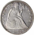 1857 Liberty Seated Silver Dollar. OC-2. Rarity-3. EF Details--Tooled (PCGS).