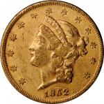 1852 Liberty Head Double Eagle. Repunched Date. Extremely Fine, Rim Damage (Uncertified).