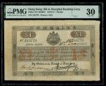 1873年汇丰银行【红背】1元，编号244776，PMG 30，原装美品