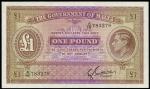 Government of Malta, £1, ND (1940-43), serial number A/16 783278, brown and violet, George VI at rig