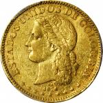 COLOMBIA. 1874-AB 10 Pesos. Medellín mint. Restrepo M334.2. AU Detail — Bent (PCGS).
