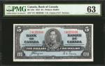 CANADA. Bank of Canada. 5 Dollars, 1937. BC-23c. PMG Choice Uncirculated 63.