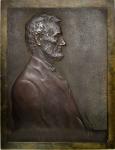 1907 Abraham Lincoln Centennial Plaque. Bronze on Green Marble. By Victor David Brenner. Cunningham 