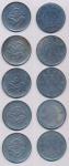 China; 1911-1949, Lot of 5 silver dragon coins, Yunnan province, Y#257, 257.2 & 257.3, 2 circles x 4