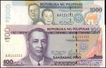 2001-2013年菲律宾中央银行100 & 1000比索全同号 PHILIPPINES. Bangko Sentral ng Pilipinas. 100 & 1000 Piso, 2001-13.