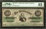 T-16. Confederate Currency. 1861 $50. PMG Choice Uncirculated 63.