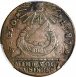 1787 Fugio Copper. Club Rays. Newman 4-E, W-6685. Rarity-3. Rounded Ends. EF-40 (PCGS).