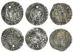 Henry VIII (1509-47), first coinage, Pennies (3), London, all ?Sovereign? type, 0.75g, m.m. castle/-