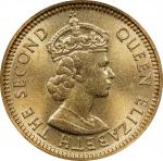 1958年香港伍仙铜币。喜敦造币厰。HONG KONG. 5 Cents, 1958-H. Birmingham (Heaton) Mint. Elizabeth II. NGC MS-66.