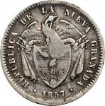 COLOMBIA. Peso, 1857. Bogota Mint. PCGS VF-25 Gold Shield.