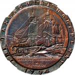 GREAT BRITAIN. Trade Tokens. Lancashire. Lancaster. Copper 1/2 Penny Token, 1794. NGC MS-63 Brown.