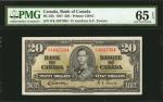 CANADA. Bank of Canada. 20 Dollars, 1937. P-BC-25b. PMG Gem Uncirculated 65 EPQ.