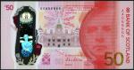 Bank of Scotland, £50, 1 June 2020, serial number AA 666666, red, Sir Walter Scott at right, the Mou