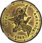 (ca. 1862) Young America Store Card. Brass. 28 mm. Musante JAB-5. MS-63 (NGC).