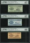 1953年二版人民币1、2及5分长号，评PMG66EPQ至67EPQ