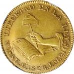 MEXICO. "Hookneck" 8 Escudos, 1823-Mo JM. Mexico City Mint. NGC AU-50.