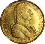CHILE. 8 Escudos, 1809-So FJ. Santiago Mint. Ferdinand VII. NGC MS-62.
