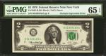 Fr. 1935-B. 1976 $2 Federal Reserve Note. New York. PMG Gem Uncirculated 65 EPQ. Multiple Impression