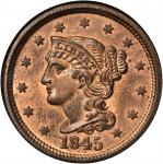 1845 Braided Hair Cent. N-11. Rarity-3. MS-64 RB (NGC). CAC. OH.