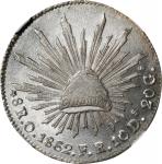 MEXICO. 8 Reales, 1862-O FR. Oaxaca Mint. NGC MS-64.