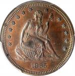 1865 Pattern Liberty Seated Quarter. Judd-426, Pollock-498. Rarity-7-. Copper. Reeded Edge. Proof-64