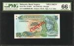 1983-84马来西亚货币发行局5马币，样票。PMG Gem Uncirculated 66 EPQ.