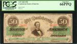 T-57. Confederate Currency. 1863 $50. PCGS Gem New 66 PPQ.