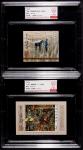 1983-87年小型张带签名一组2件，含T88兵马俑、T116敦煌壁画，均带吴建坤签名盖章，信泰评级封装 RMB: 500-1,000      