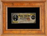 Ca. 1880-1920 American Trompe LOeil Painting of 1882 $100 Gold Certificate, Friedberg 1206.