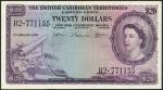 British Caribbean Territories, Eastern Group, $20, 2 January 1957, serial number B2-771155, purple o