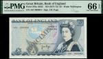 Bank of England, J. B. Page, £5, ND (1971-72), serial number A01 000054, blue and lilac and pale yel