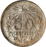 MEXICO. 50 Centavos, 1919-M. Mexico City Mint. PCGS MS-62.