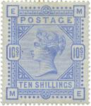 Postage Stamps. Great Britain : 1883 10/- (10-Shillings), pale ultramarine, Cat £2250 (SG 183a), min