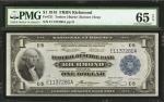 Fr. 721. 1918 $1 Federal Reserve Bank Note. Richmond. PMG Gem Uncirculated 65 EPQ.