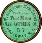 New York, New York. 1868 Mica Manufacturing Co. Bowers NY-6840. Brass frame, printed cards and mica 