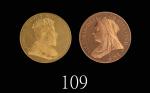 1893年英国维多利亚精铸铜币一圆、1901年香港爱德华七世精铸合金币一圆，均后铸，两枚评级品1893 Britain Victoria Proof Copper $1 & 1901 Hong Kon