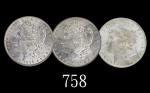 1881S、1884O、1896年美国摩根银币1元，三枚。其二评级品，一美品1881S、1884O、1896 U.S.A. Silver Morgan Dollar. SOLD AS IS/NO RE