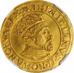 GERMANY. Augsburg. Goldgulden, 1562. Maximilian II. NGC EF Details--Surface Hairlines.