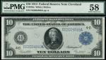 x United States of America, Federal Reserve Note, $10, Cleveland, 1914, blue serial number D22024849