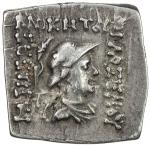 INDO-GREEK: Philoxenos， ca。 100-95 BC， AR square drachm 402。42g41， Bop-6A， helmeted bust of the king