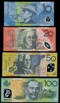 Reserve Bank of Australia, a partial set of the 1992-99 issues, including 10 dollars, 1998, serial n