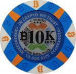 2016 BTCC 10K Bits "Poker Chip" 0.01 Bitcoin. Loaded. Firstbits 1gPKsKsLyn. Serial No. D00356. Serie