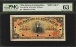 CHILE. Banco de Llanquihue. 10 Pesos, ND (1870). P-S263s. Specimen. PMG Choice Uncirculated 63 Net. 