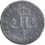 1710-D 30 Deniers, or Mousquetaire. Lyon Mint. Vlack-Unlisted, W-Unlisted. Copper Piedfort. VF Detai