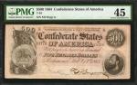 T-64. Confederate Currency. 1864 $500. PMG Choice Extremely Fine 45.