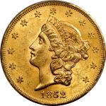 1852 Liberty Head Double Eagle. FS-301. Repunched Date. MS-61 (PCGS).
