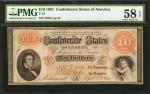 T-24. Confederate Currency. 1864 $10. PMG Choice About Uncirculated 58 EPQ.